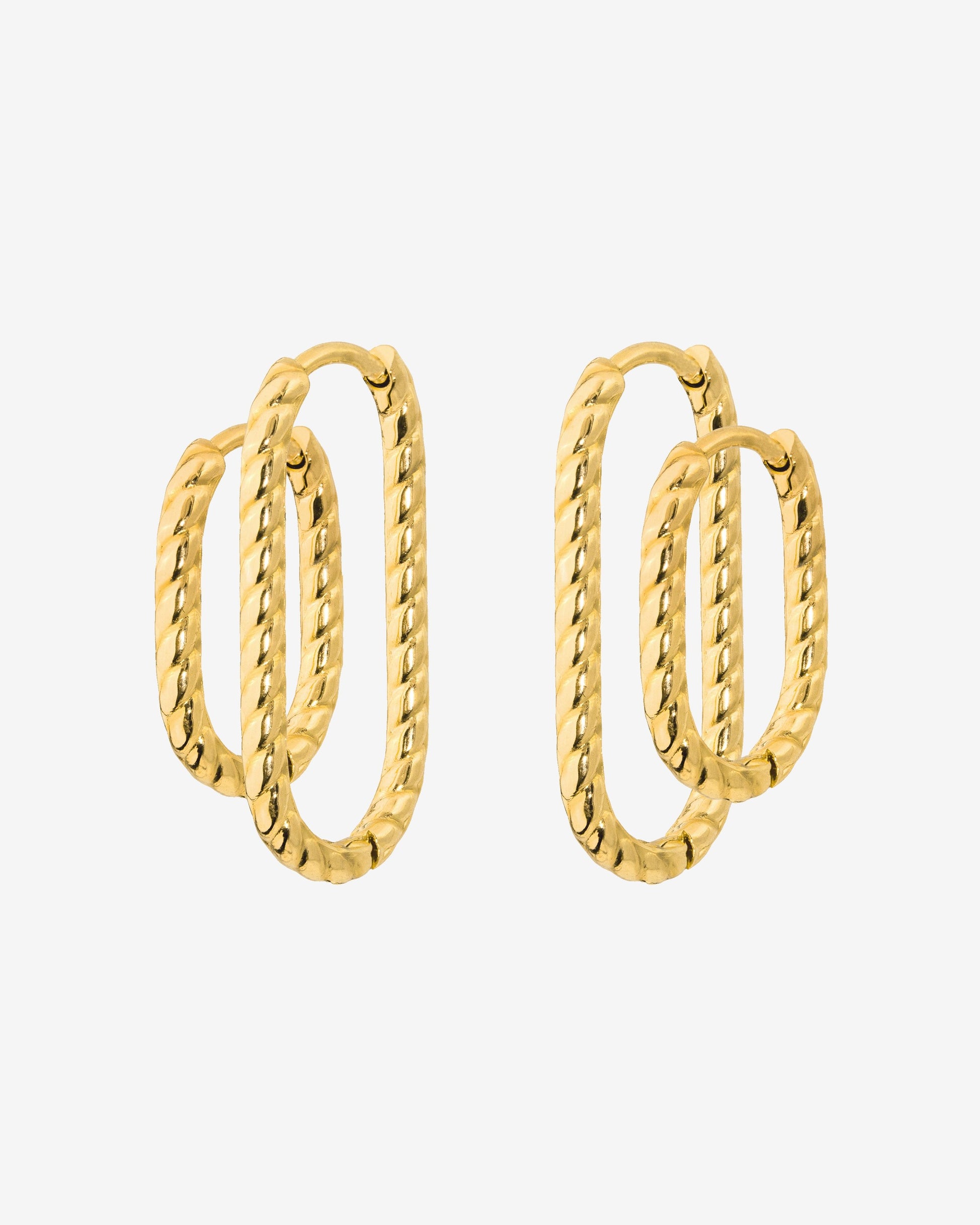 Oval Twisted Hoop Set Gold