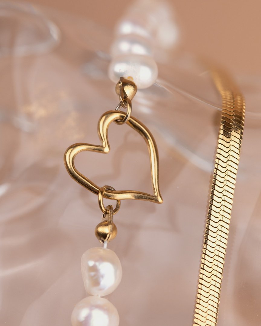 Melting Heart Pearl Bracelet Rose Gold