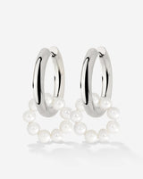 Pearly Donut Hoop Set Silver