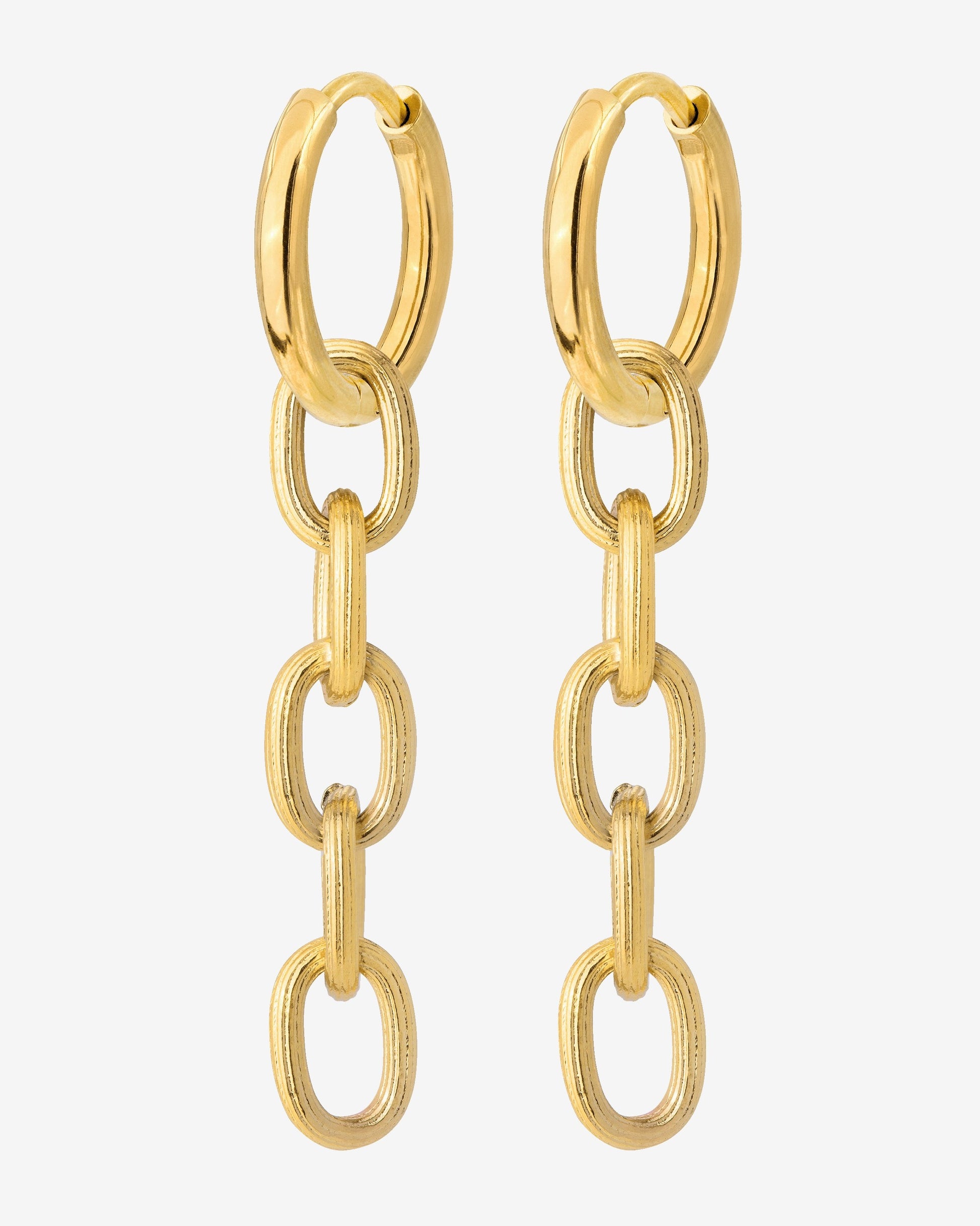 Long Link Hoop Set Small Gold