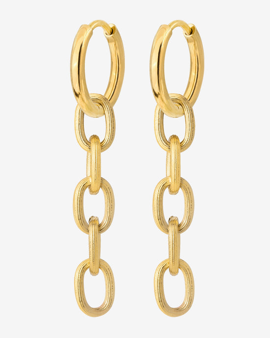 Long Link Hoop Set Small Gold