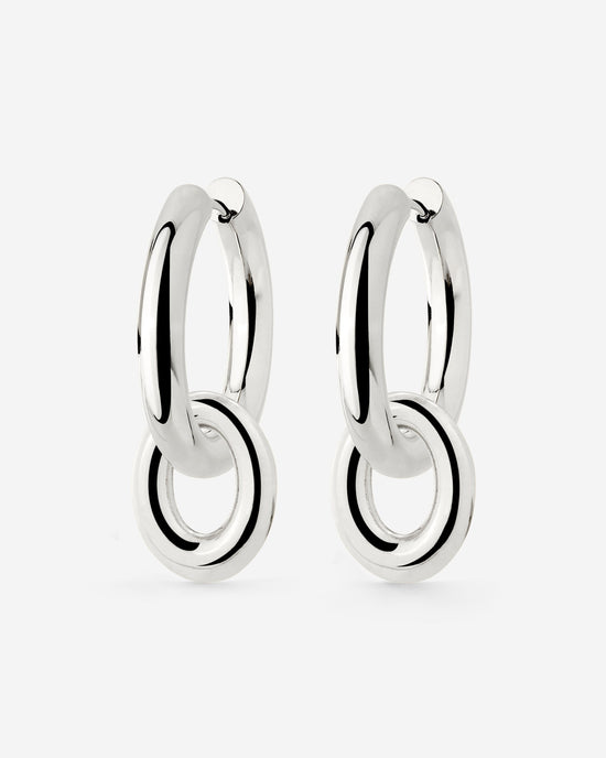 Chunky Oval Donut Hoop Set Medium Silver