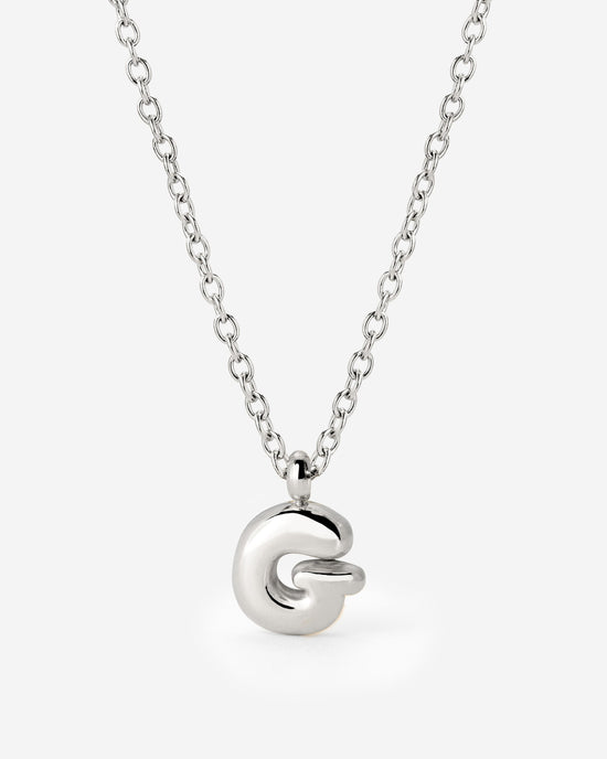 Bubble Letter Necklace Silver