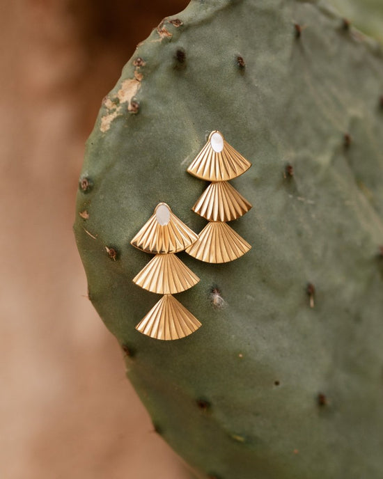 Triple Fan Studs Silver
