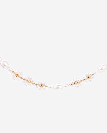 Flowery Pearls Choker Rose Gold