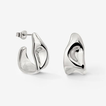 Liquid Shape Studs Silver