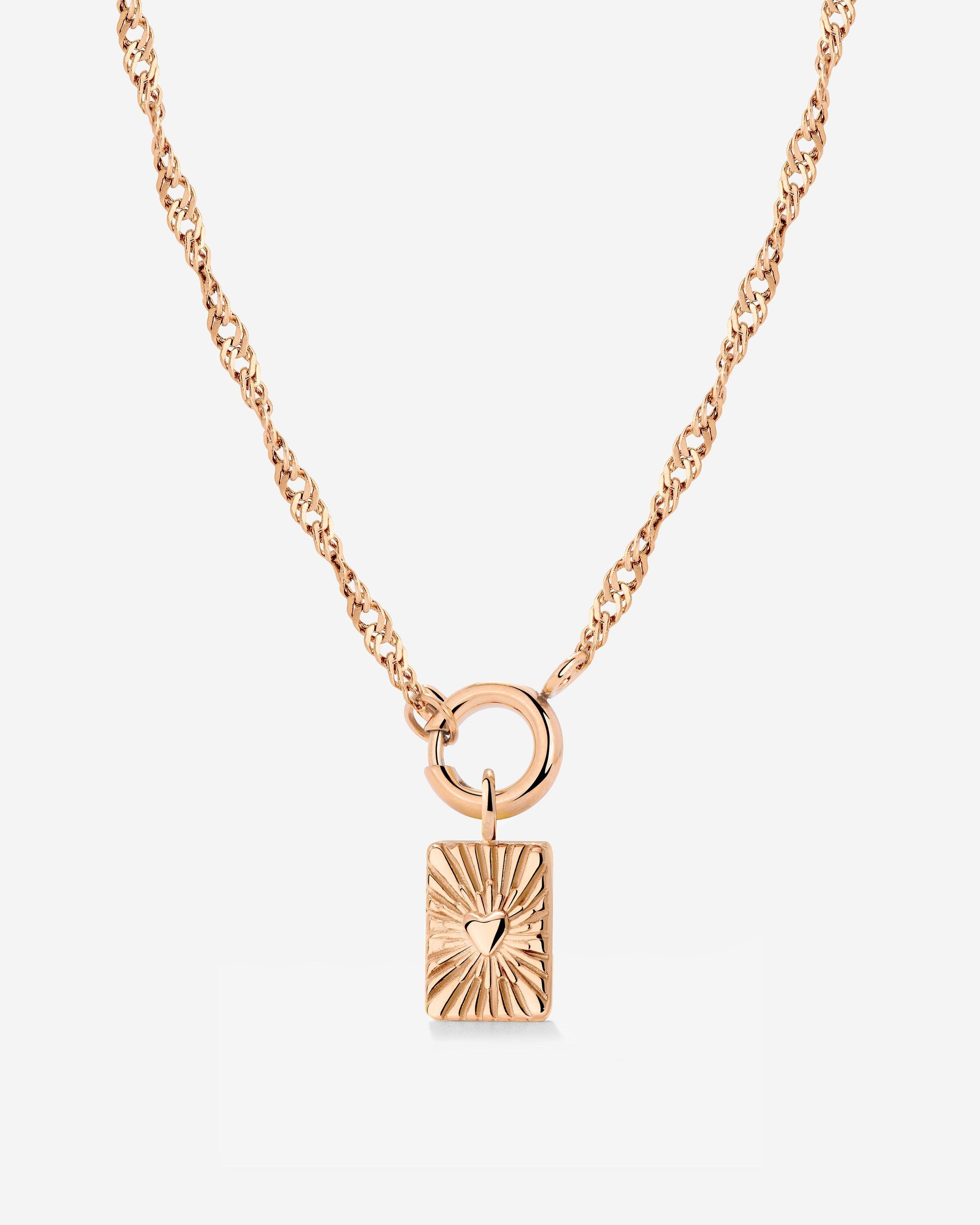 Glowing Heart Singapore Chain Necklace Set Rose Gold