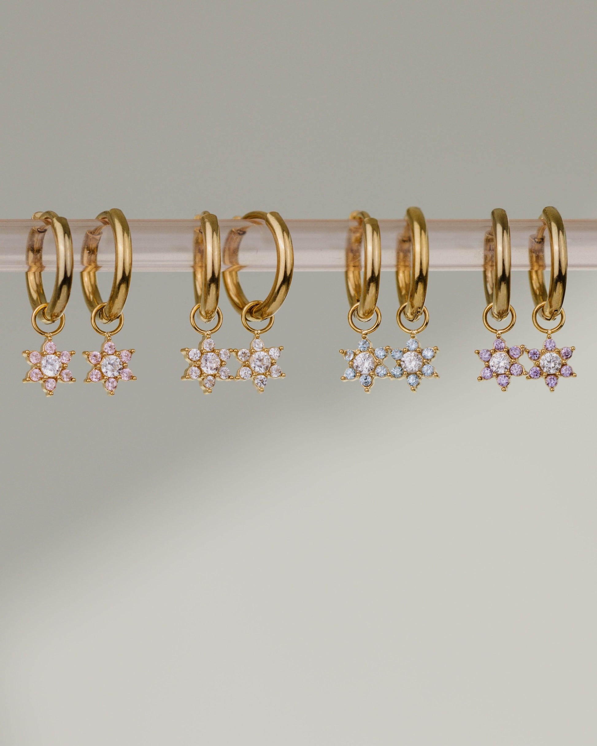 Purple Petal Hoop Set Small Gold