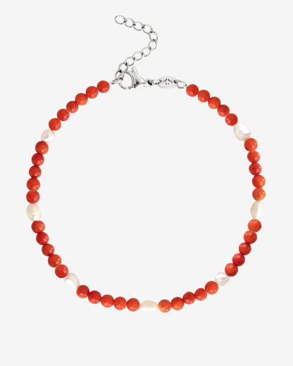 Coral Color Anklet Silver