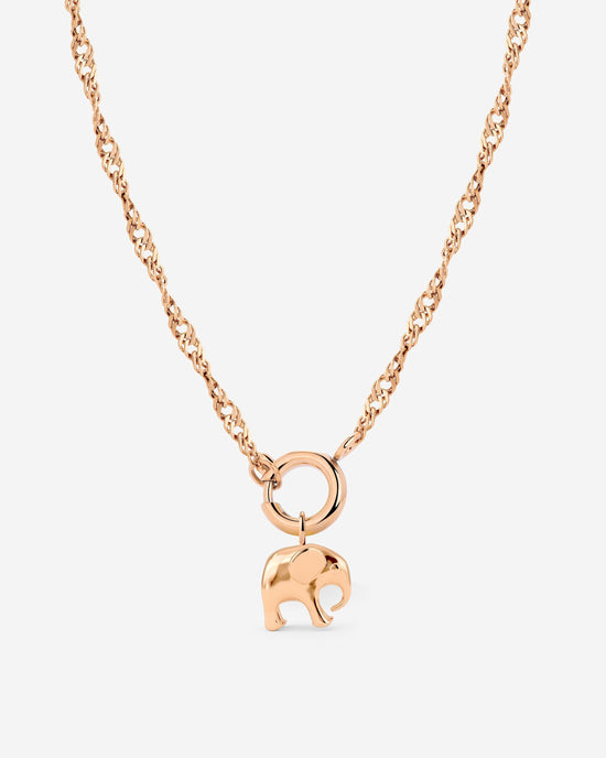 Elephant Singapore Chain Necklace Set Rose Gold