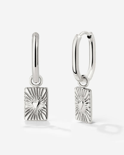 Glowing Heart Oval Hoop Set Baby Silver