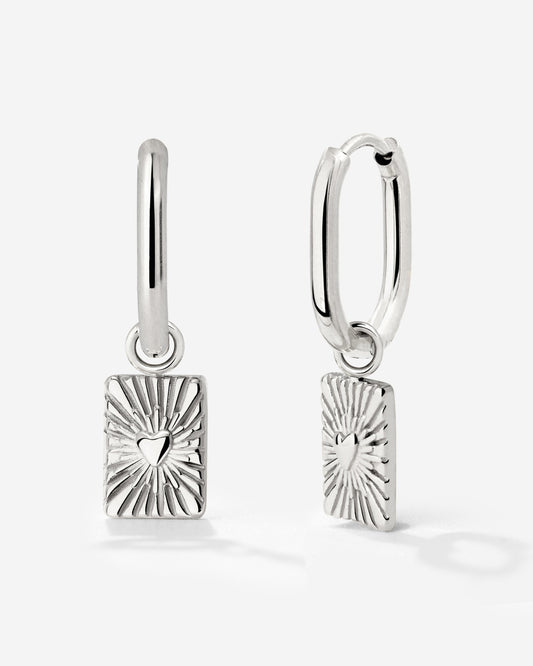 Glowing Heart Oval Hoop Set Baby Silver