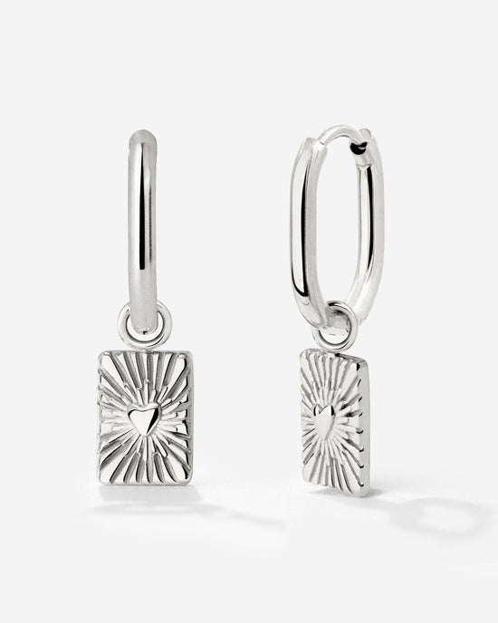 Glowing Heart Oval Hoop Set Baby Silver