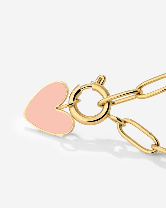 Pink Heart Oval Links Necklace Set Gold
