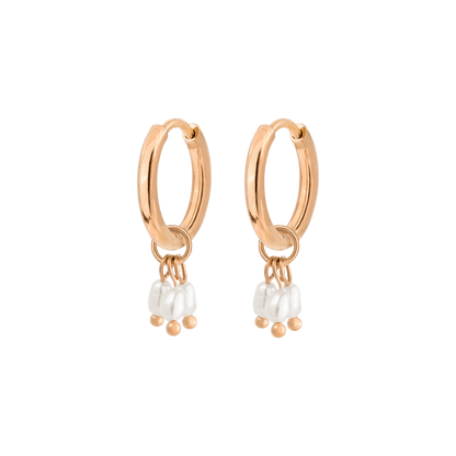 Tres Perlas Hoop Set Rose Gold