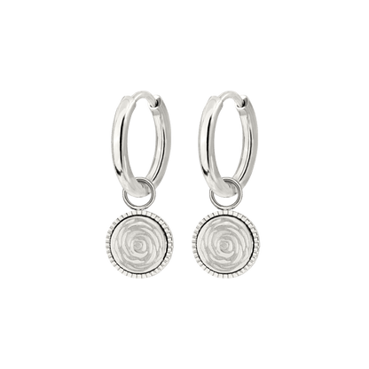 Eternal Summer Rose Hoop Set Small Silver