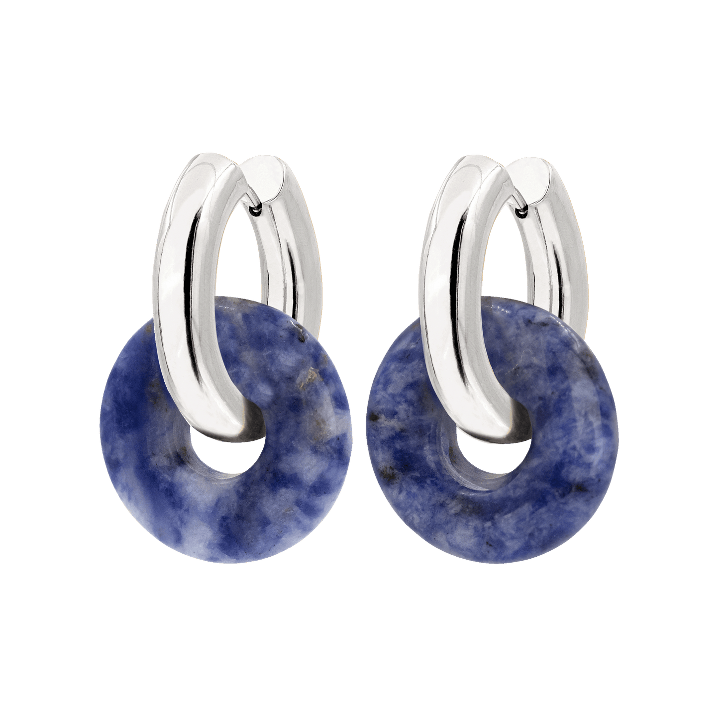 Sodalite Chunky Hoopies Medium Silver