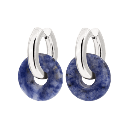 Sodalite Chunky Hoopies Medium Silver