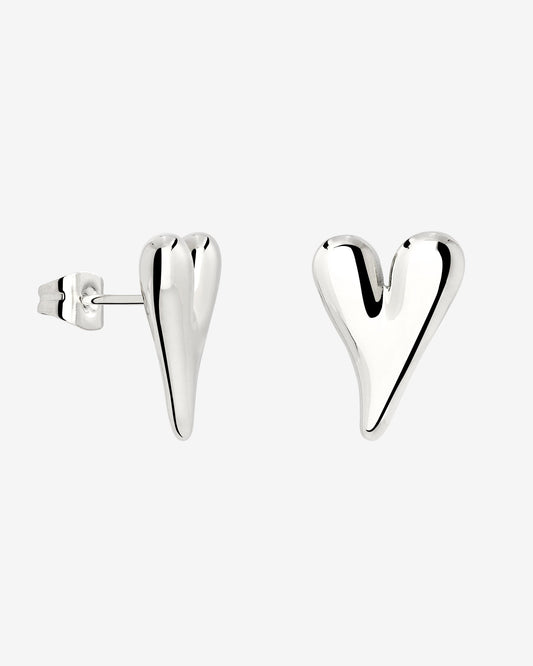 Flowy Heart Studs Small Silver