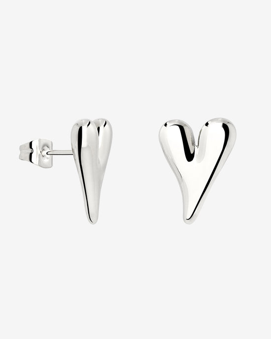 Flowy Heart Studs Small Silver