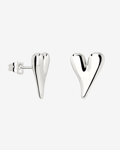 Flowy Heart Studs Small Silver
