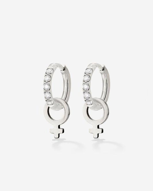 Female Icon Glimmer Hoop Set Baby Silver