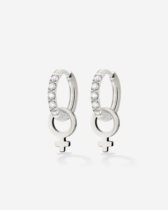 Female Icon Glimmer Hoop Set Baby Silver