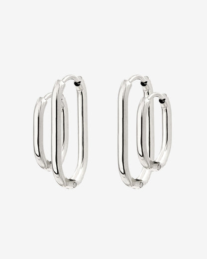 Oval Clean Hoop Set Silver