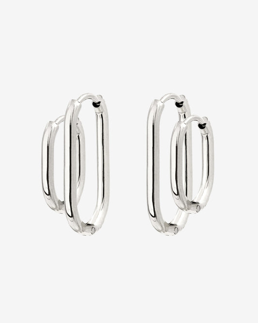 Oval Clean Hoop Set Silver