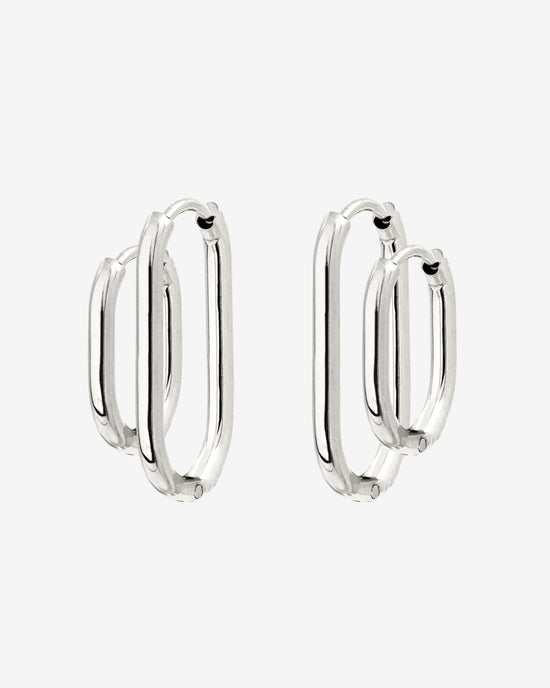 Oval Clean Hoop Set Silver