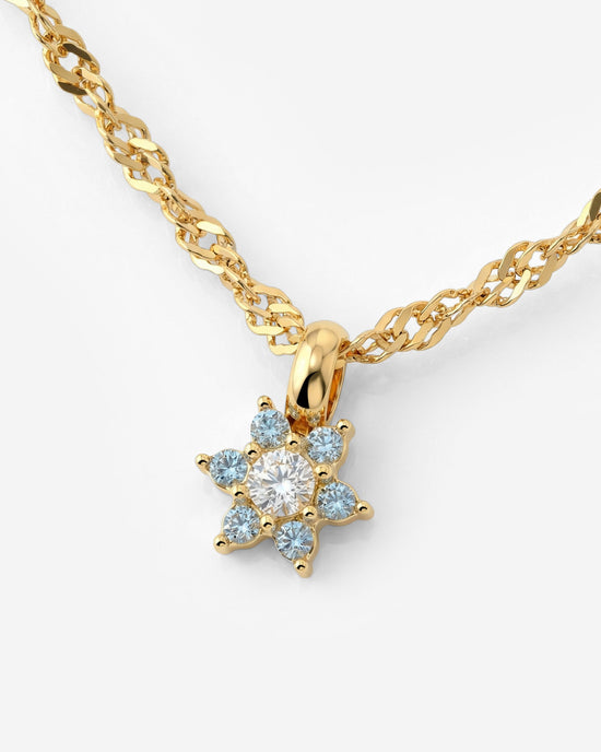 Sparkling Blue Petal Necklace Gold