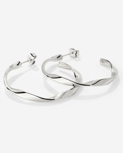 Sahira Hoop Studs Medium Silver