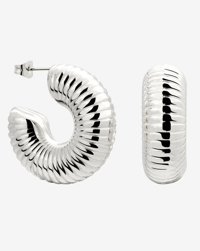 Spiral of Love Hoop Studs Large Silver