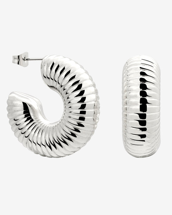 Spiral of Love Hoop Studs Large Silver