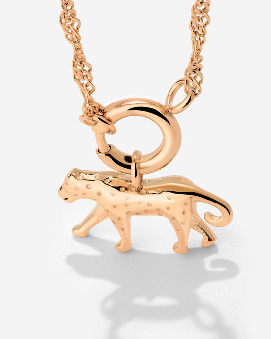 Leopard Singapore Chain Necklace Set Rose Gold