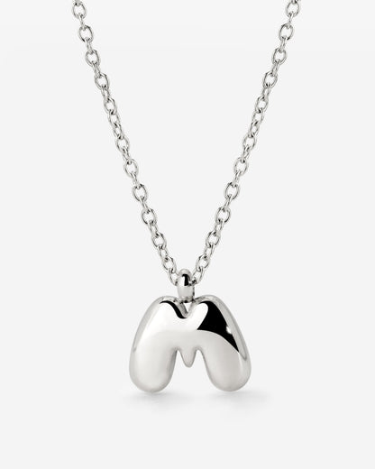 Bubble Letter Necklace Silver