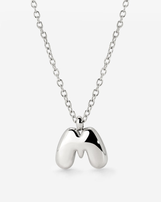 Bubble Letter Necklace Silver