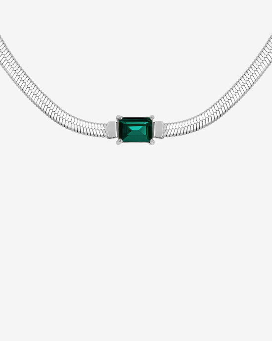 Radiant Emerald Necklace Silver