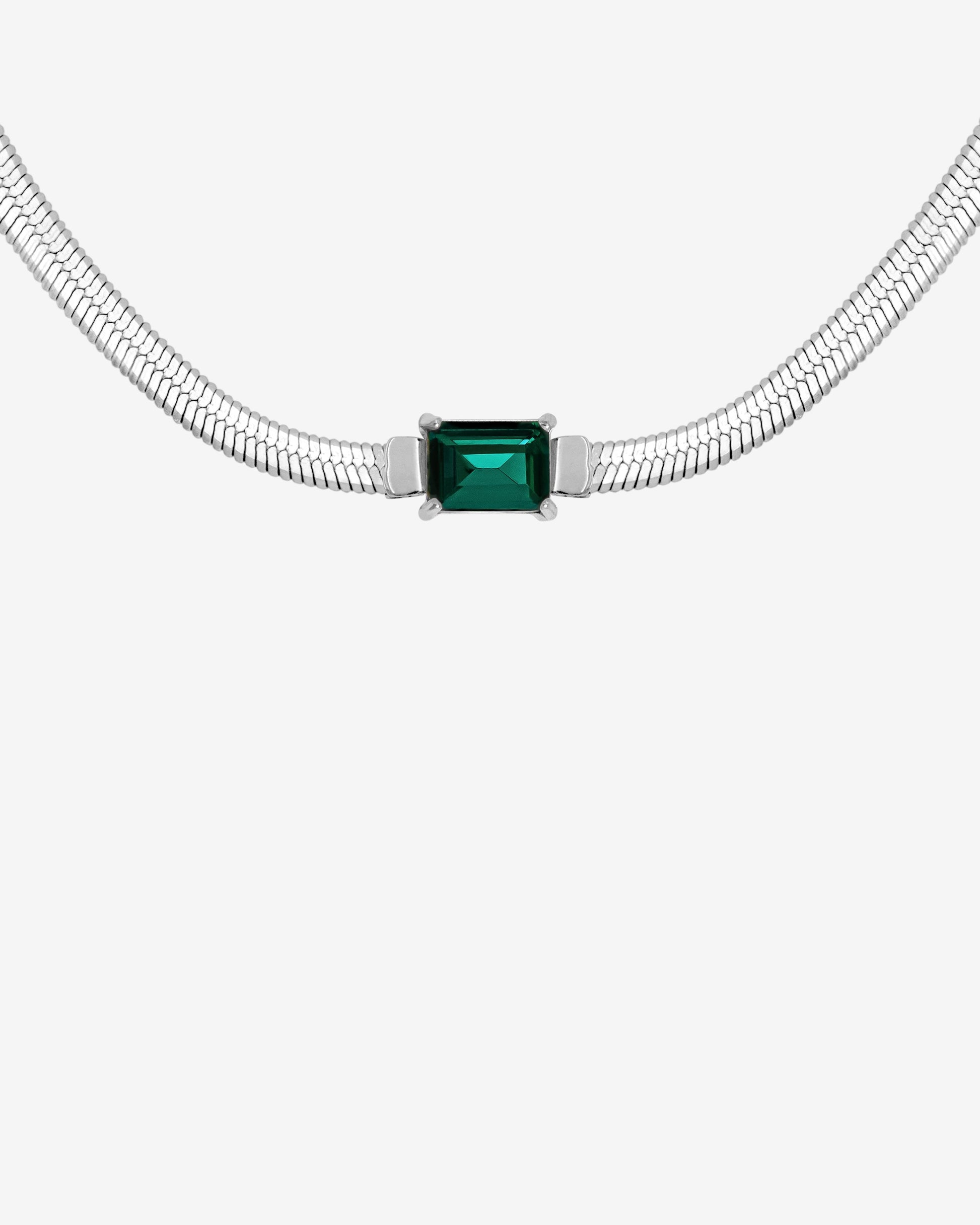 Radiant Emerald Necklace Silver