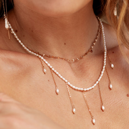 Lolas Love Pearl Power Necklace Rose Gold