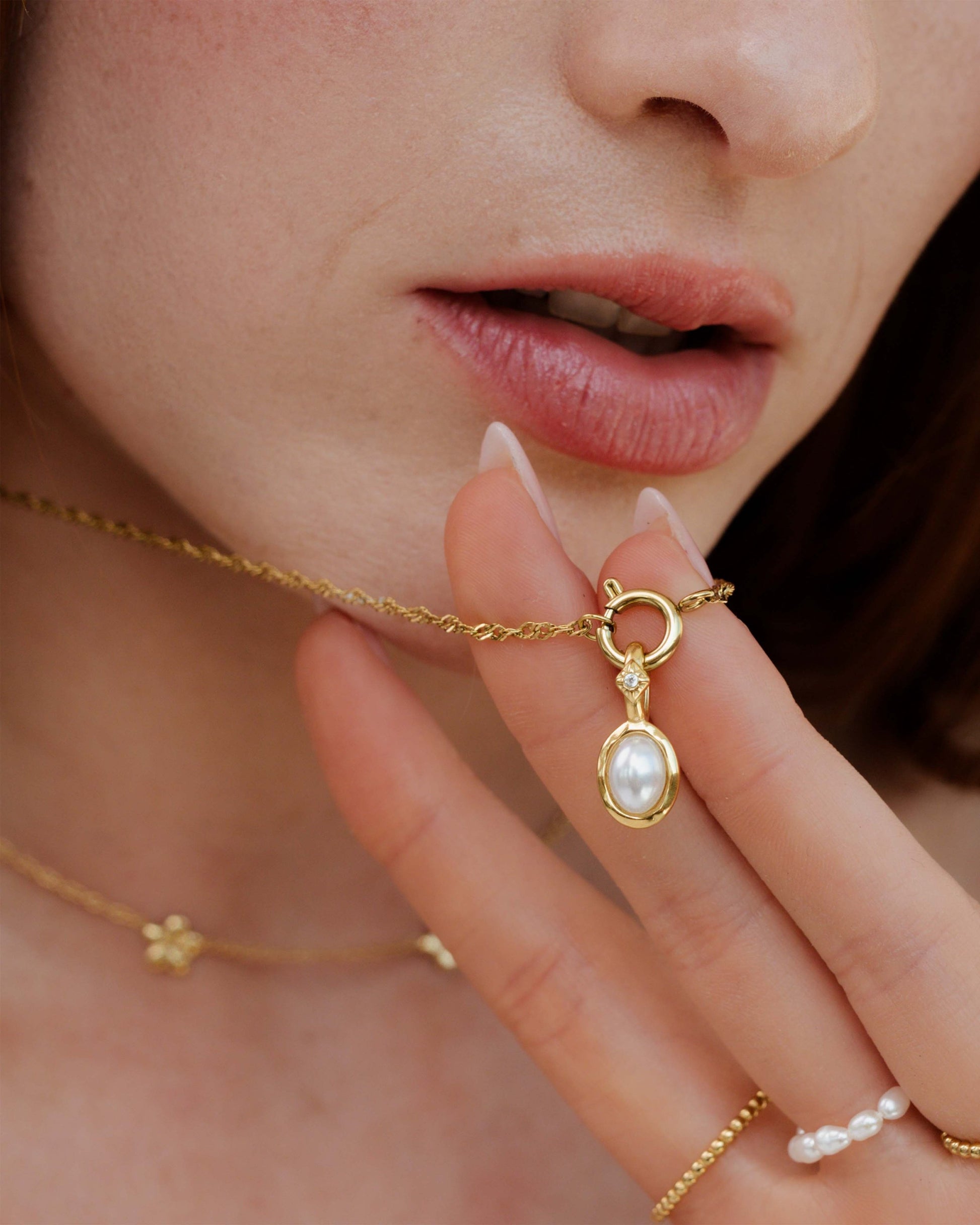 Glazed Singapore Chain Necklace Set gold