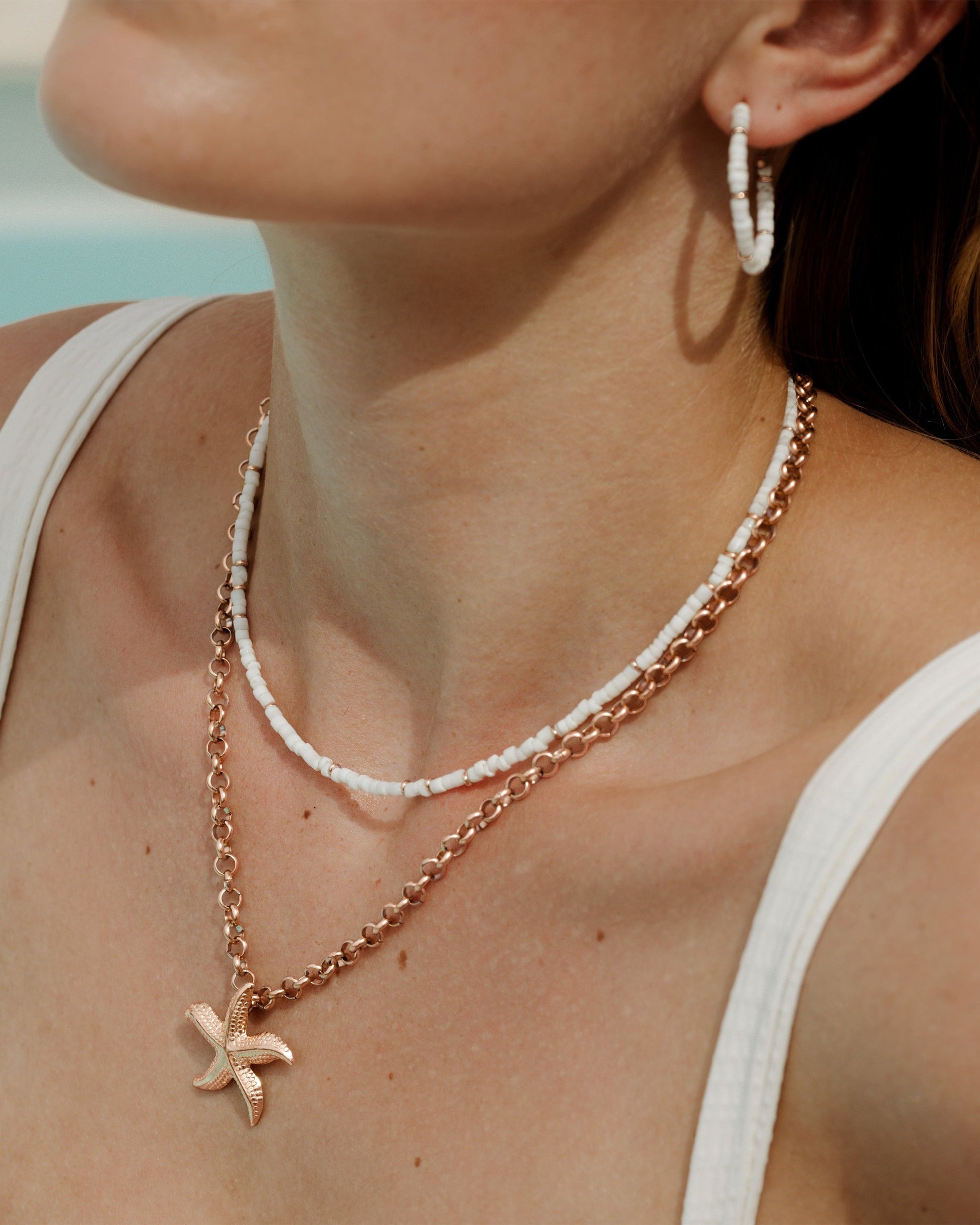 Puka Shell Necklace Rose Gold