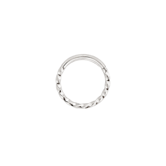 Twisted Click Piercing Ring Silver