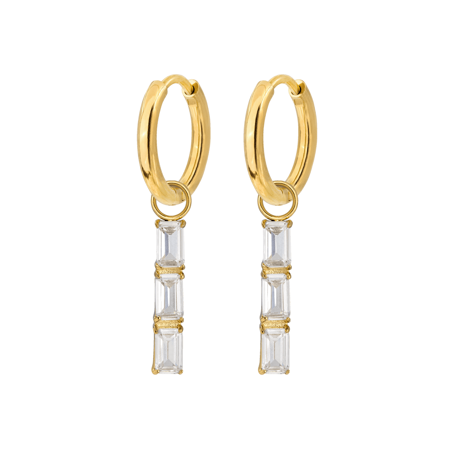 Baguette Bundle Hoop Set Small Gold