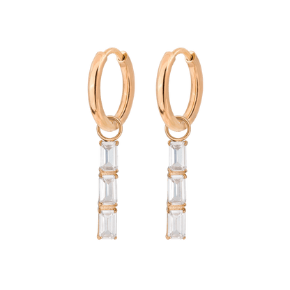 Baguette Bundle Hoop Set Small Rose Gold