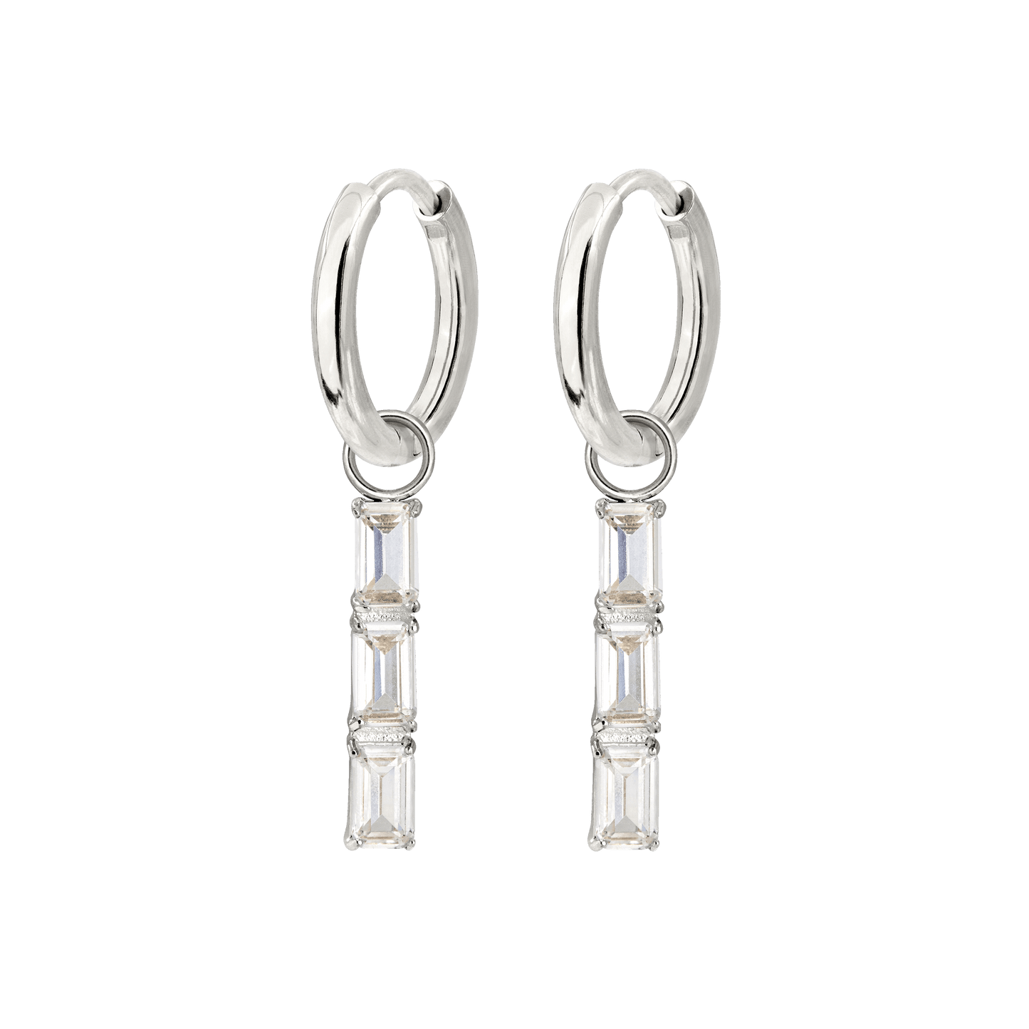 Baguette Bundle Hoop Set Small Silver