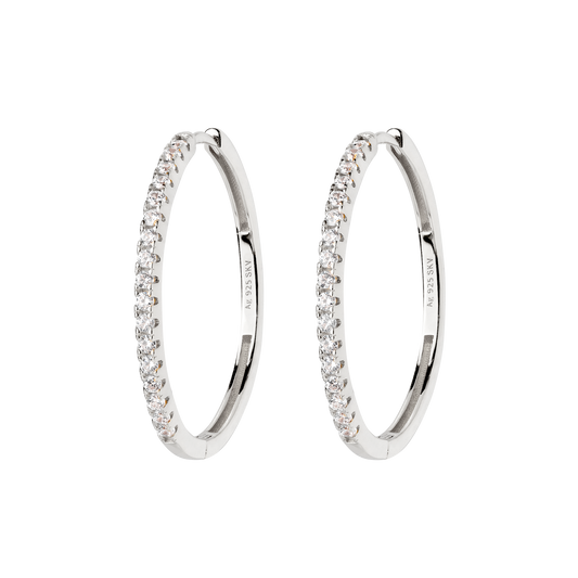 Delicate Sparkle Hoops Large Silver