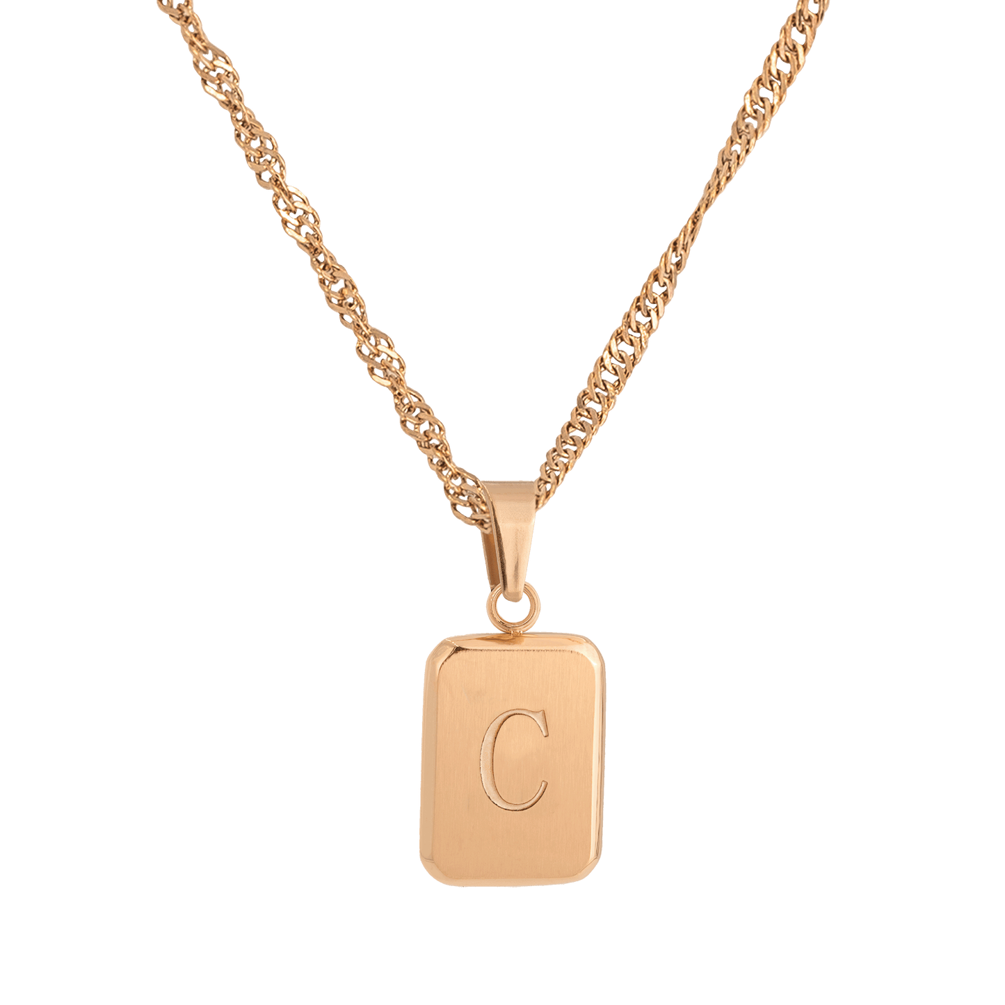 Letter Necklace C Rose Gold