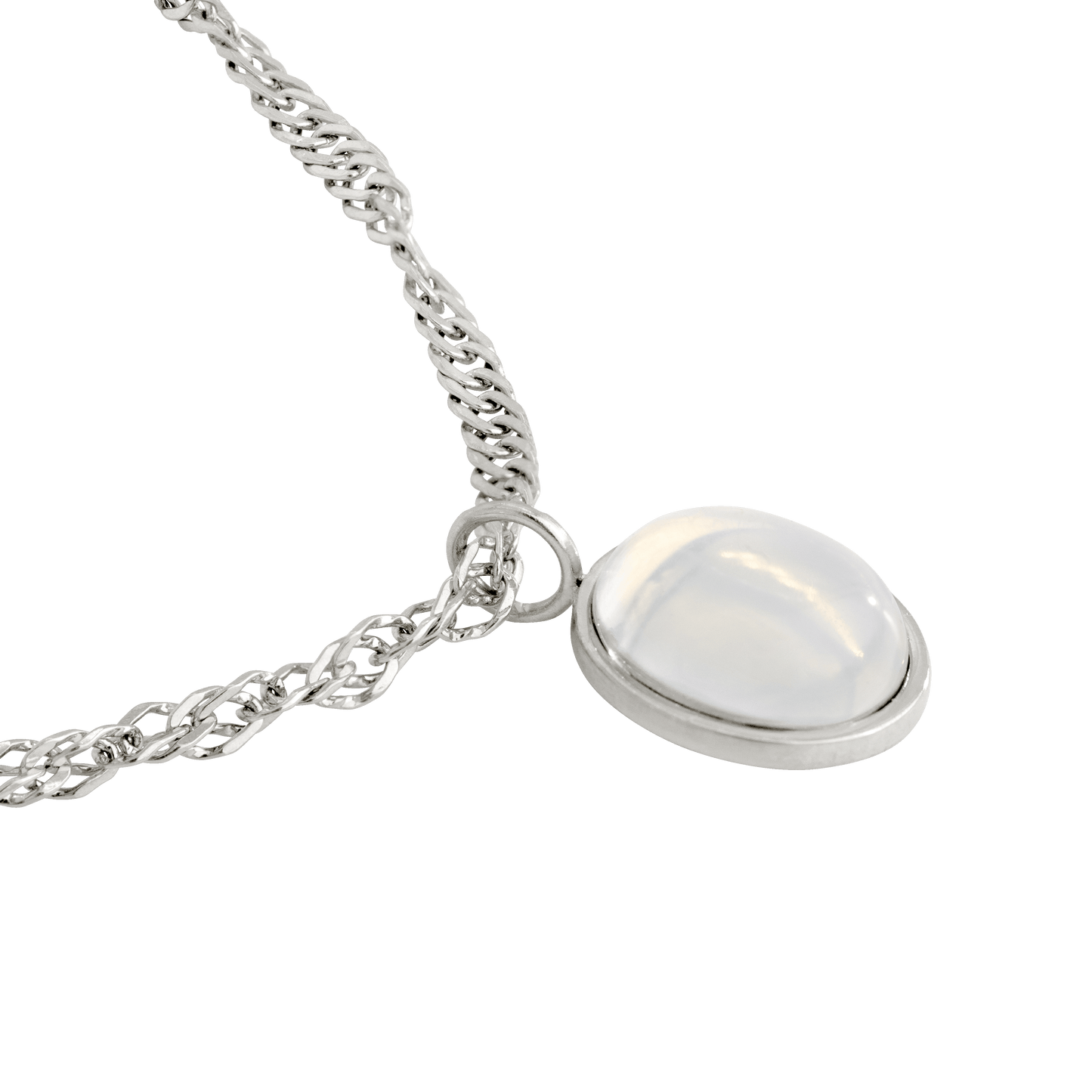 Oval Pendant Necklace Silver