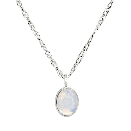 Oval Pendant Necklace Silver